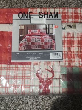 OTTO Red and White Holiday Patchwork Bed Sham